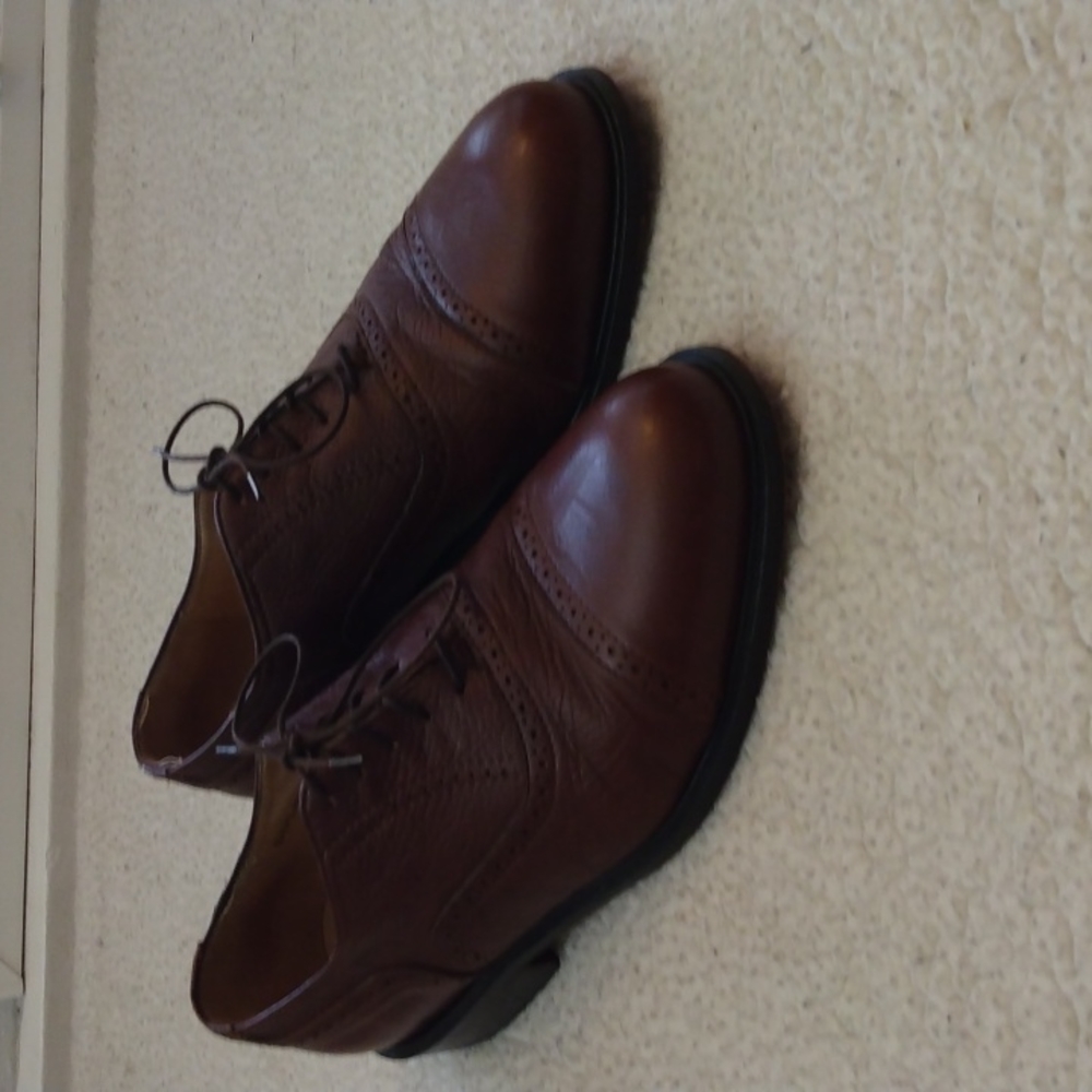 Daniele Ferradini Brown Leather Quarter Brogue Oxford Shoes 10.5 W